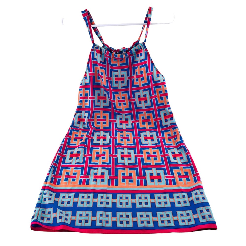 Crown & Ivy Petite Women's Dress size PM Halter Tie top Colorful Rayon Sundress